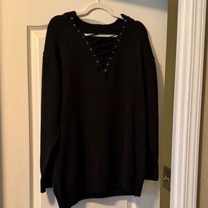 Old Navy Charcoal Lace-Up Pullover